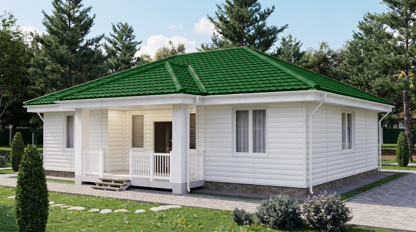 Дом с кровлей Геркулес 30, цвет лиственно-зелёный, RAL 6002