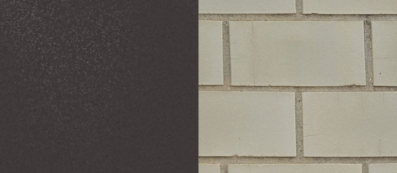 Цвет серо-коричневый, RAL 8019, покрытие глянец (полиэстер), в сочетании с материалом «Белый кирпич»