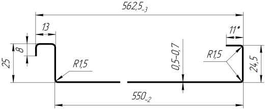 Фальцевая кровля 562/550x0,65 мм, 8017 шоколадно-коричневый глянцевый