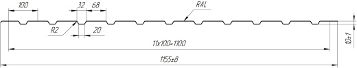 Профнастил С10 1155/1100х0,45 мм, Дуб Кельтик 3D