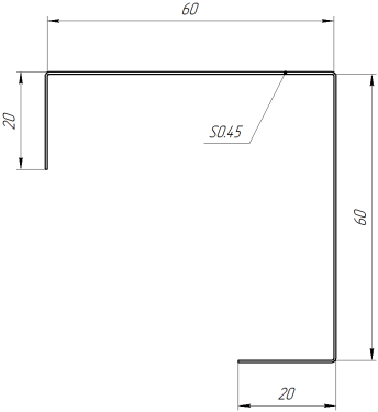 Декоративная накладка угловая 20x60x60x20 мм, Картэн тёмный