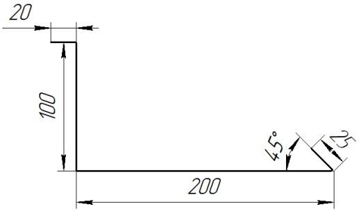 Планка примыкания нижняя 100x200x2000 мм, 7024 графитовый серый матовый