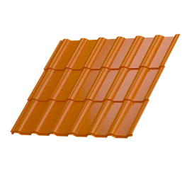 Металлочерепица Супермонтеррей 1180/1100x0,45 мм, 2011 насыщенный оранжевый глянцевый