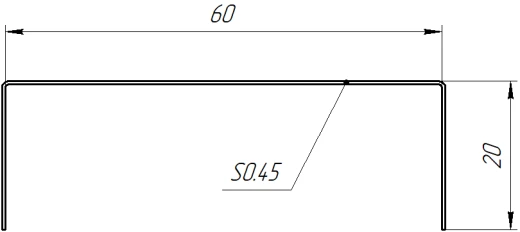 Декоративная накладка 20x60x20 мм, 9005 черный янтарь матовый