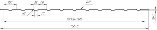 Профнастил С10 1155/1100x0,45 мм, Дикий камень