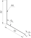Планка примыкания верхняя к стене фальц 150x130x20 мм, Дуб Винтаж 3D