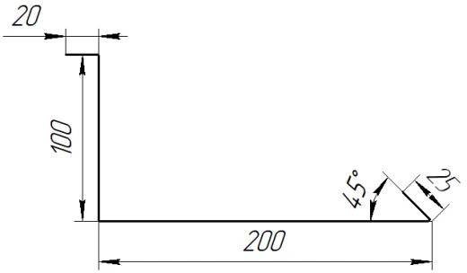 Планка примыкания нижняя 100x200x2000 мм, 7047 телегрей 4 глянцевый