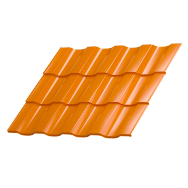 Металлочерепица Геркулес 25 1200/1150x0,5 мм, 2011 насыщенный оранжевый глянцевый